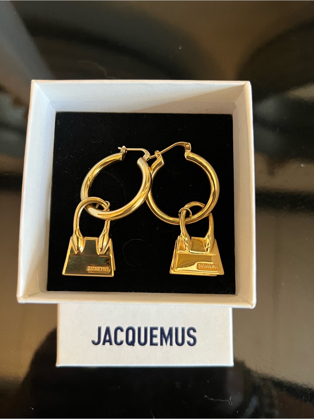 Jacquemus Gold Padlock Hoop Earrings